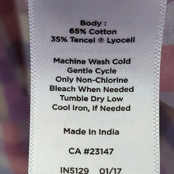 Talbots Cotton&Lyocel pastel check button up high low sleeve blouse,size 2X, EUC - Picture 4 of 4